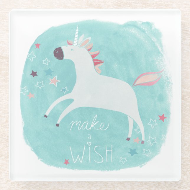 Magic Unicorn Squad - Mach einen Wunsch Glasuntersetzer (Vorderseite)