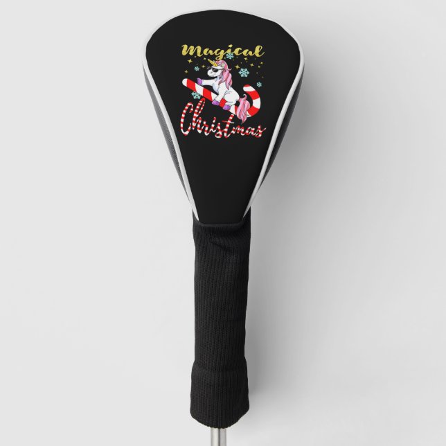 Magic Unicorn zu Weihnachten mit Glitzer Golf Headcover (Vorderseite)