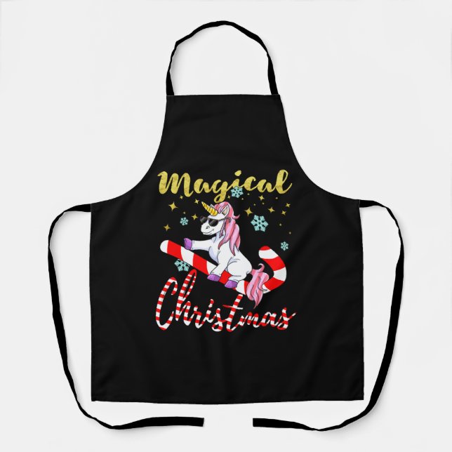 Magic Unicorn zu Weihnachten mit Glitzer Schürze (Vorderseite)