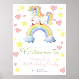 Magic Unicorn zum ersten Geburtstag Willkommen Poster