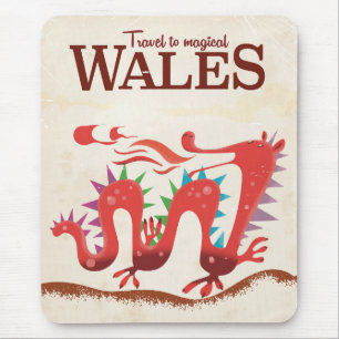 Magic Wales Dragon Reiseplakat Mousepad