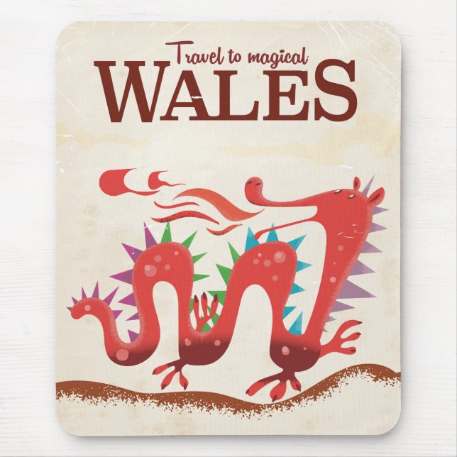 Magic Wales Dragon Reiseplakat Mousepad (Vorne)