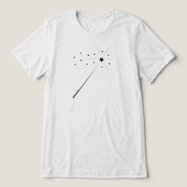 Magic Wand mit Sternen und Glitzern in Schwarz Tri-Blend Shirt (Design Vorderseite)