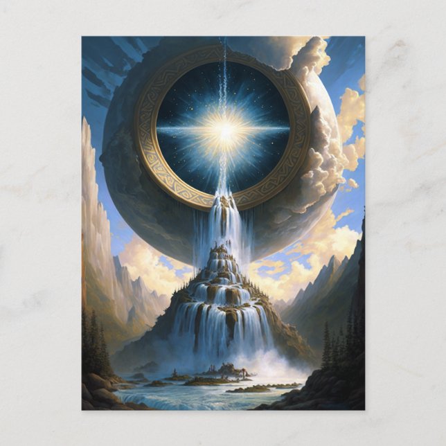 Magic Waterfall Surreal Fantasy Art Postkarte (Vorderseite)