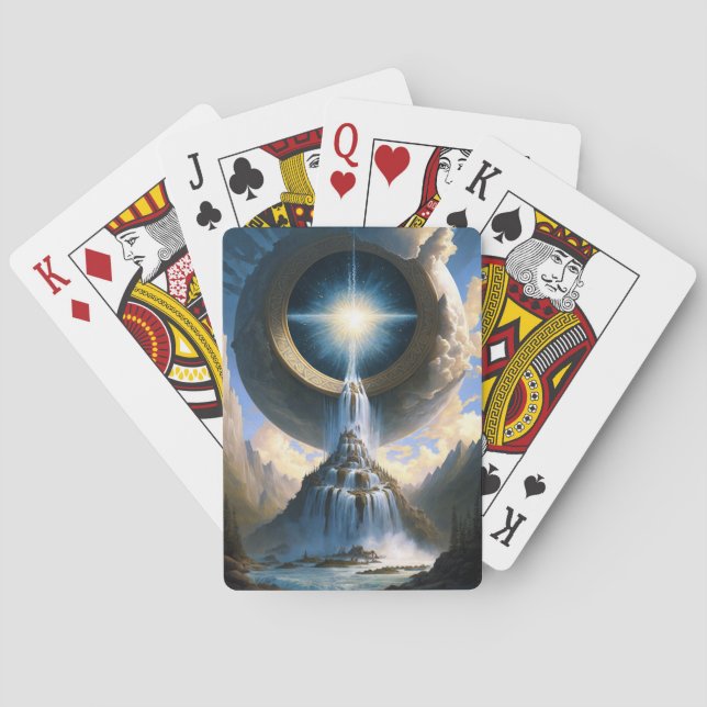 Magic Waterfall Surreal Fantasy Art Spielkarten (Rückseite)