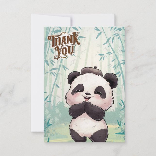 Magic Whimsical Panda Dankeskarte (Vorderseite)