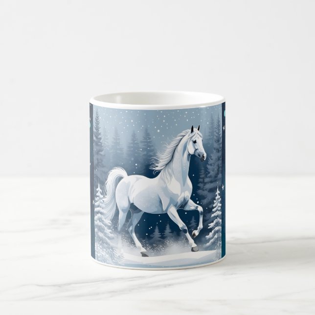 Magic White Winter Horse Kaffeetasse (Mittel)