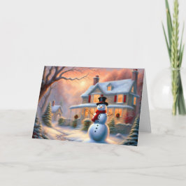 Magic Winter Snowman House Weihnachten Karte
