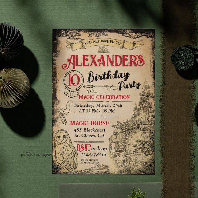 Magic Wizard Geburtstagsfeier Einladung (Magical Wizard Birthday Party Invitation
)