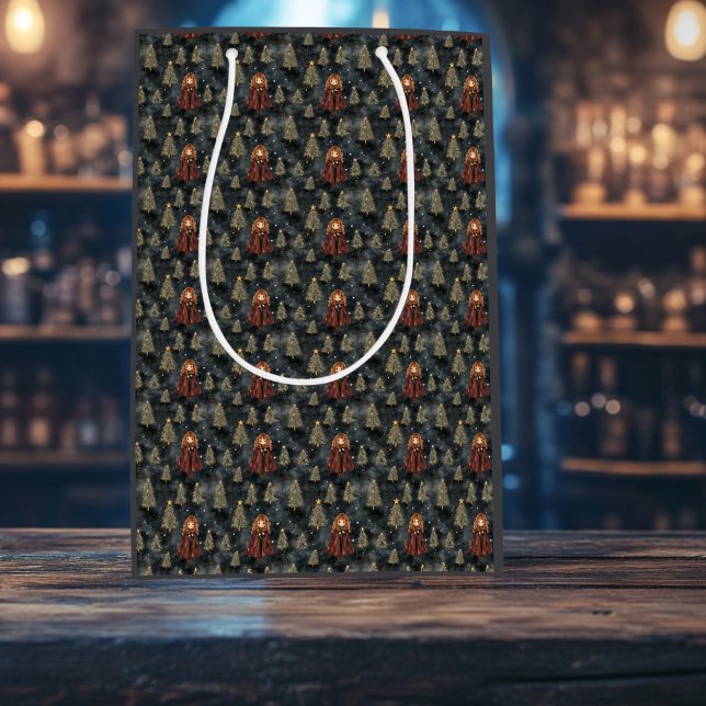 Magic Wizard School Weihnachtswrapping Paper Mittlere Geschenktüte (Wizardly Christmas Gift Bag)