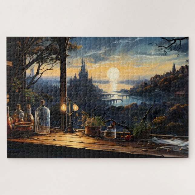 Magic Workshop Bench Über der Fantasy Bay Puzzle (Horizontal)