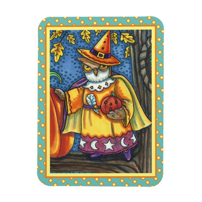 MAGIC ZAUBER UND HALLOWEEN HOOTS, OWL WIZARD MAGNET (Vertikal)