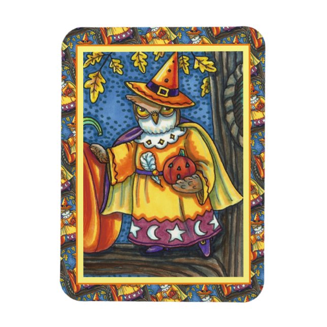 MAGIC ZAUBER UND HALLOWEEN HOOTS, OWL WIZARD MAGNET (Vertikal)