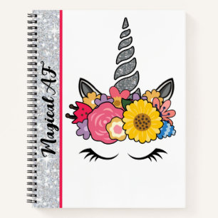 Magical AF Glitzer Unicorn Blume Crown Journal Notizbuch