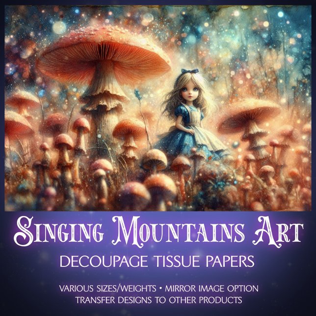 Magical Alice Wonderland Mushroom Grove Decoupage Seidenpapier (Von Creator hochgeladen)