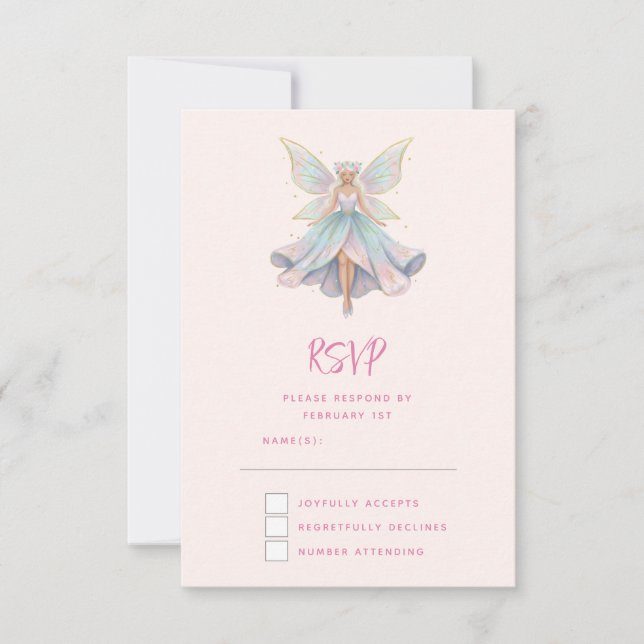 Magical Angel Fairy Pastel Colors RSVP Karte (Vorderseite)