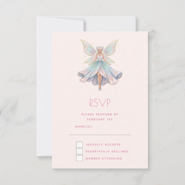 Magical Angel Fairy Pastel Colors RSVP Karte (Vorderseite)