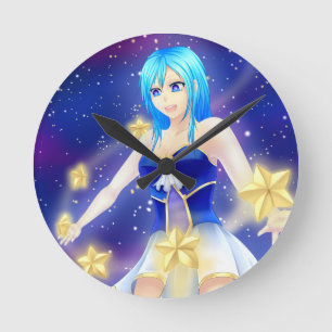 Magical anime star girl runde wanduhr