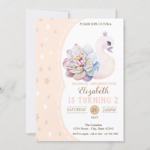 Magical Baby Swan, Stars Geburtstag Einladung