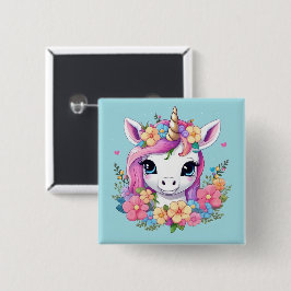 Magical Baby Unicorn mit Blume Button
