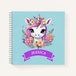 Magical Baby Unicorn mit Blume Notizbuch