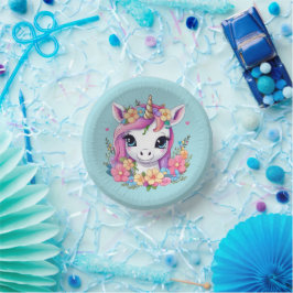Magical Baby Unicorn mit Blume Pappteller