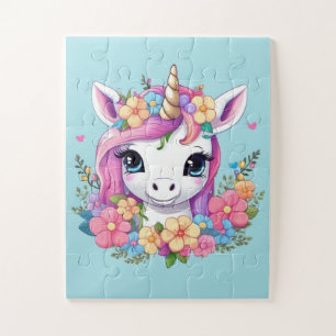 Magical Baby Unicorn mit Blume Puzzle