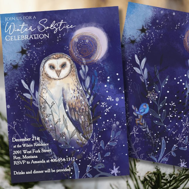 Magical Barn Owl Winter Solstice Celebration  Einladung (Magical Barn Owl Winter Solstice Celebration Invitation)