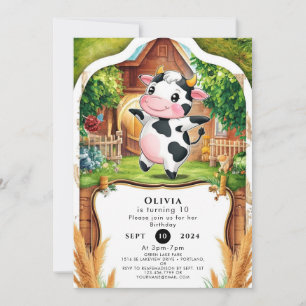 Magical Barnyard Cow Birthday Einladung