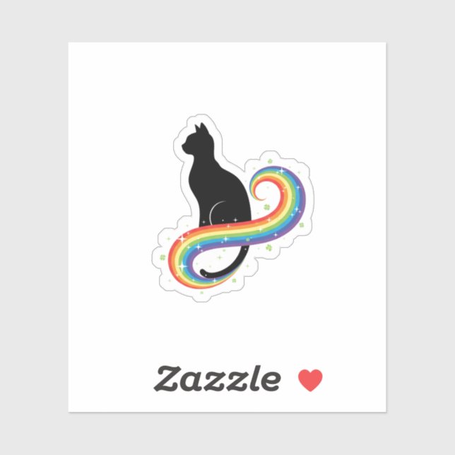 Magical Black Cat With Rainbow Tail Aesthetic  Aufkleber (Blatt)