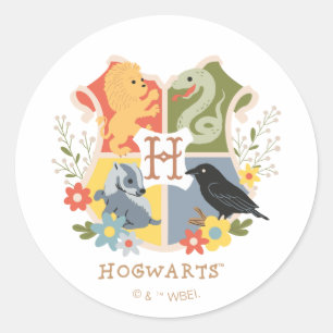 Magical Blooms HOGWARTS™ Wappen Runder Aufkleber