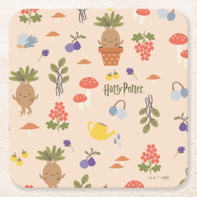 Magical Blooms Mandrake Pattern Rechteckiger Pappuntersetzer (Vorderseite)