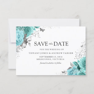 Magical Blue Aquamarin Aqua Rose Hochzeit Save The Date
