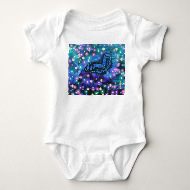 Magical Blue Butterfly Baby Strampler (Vorderseite)