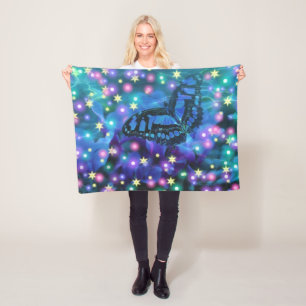 Magical Blue Butterfly Fleecedecke