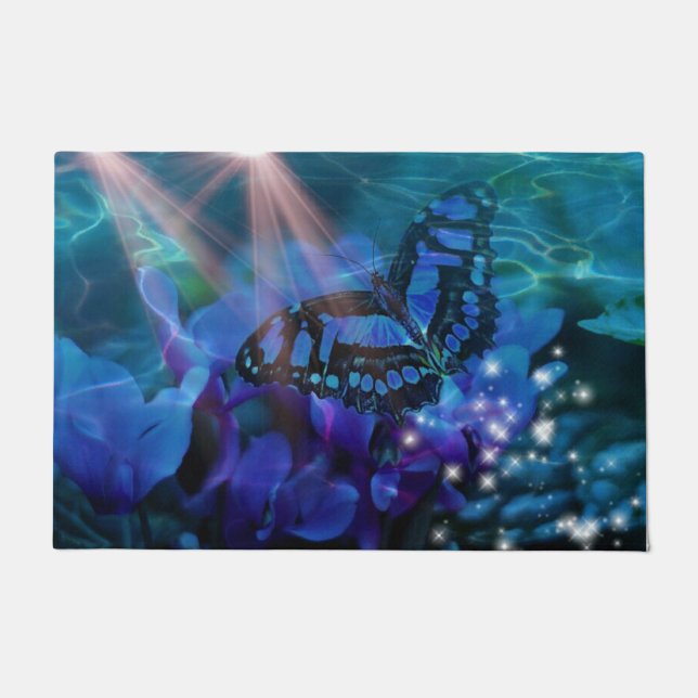 Magical Blue Butterfly Fußmatte (Vorderseite)