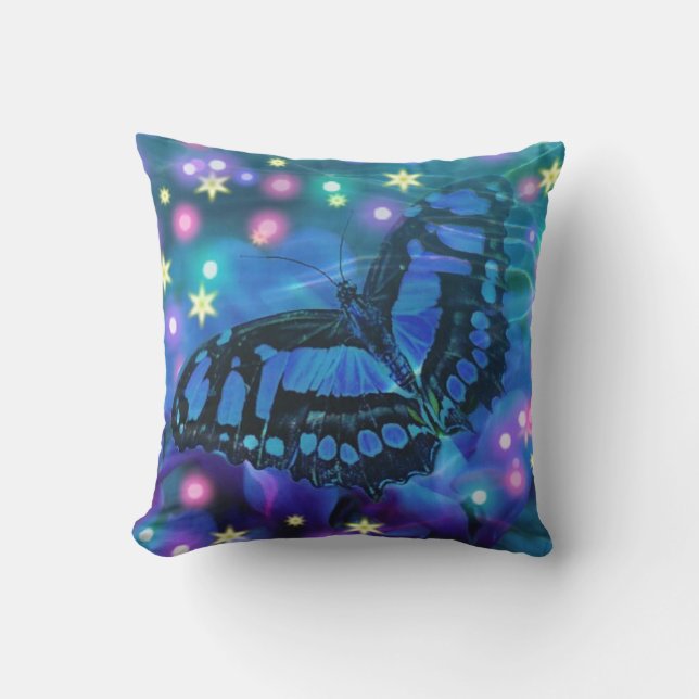 Magical Blue Butterfly Kissen (Vorderseite)