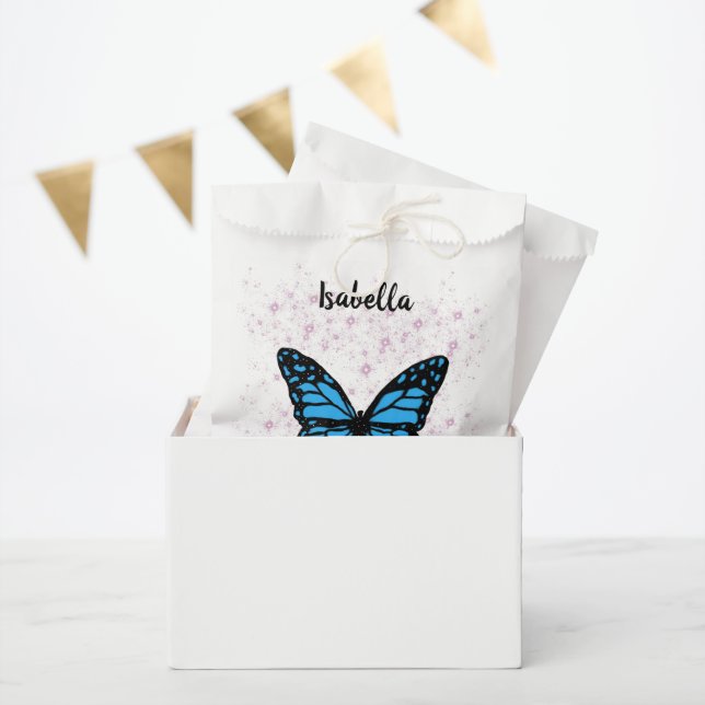 Magical blue butterfly pink glitter art geschenktütchen (Party)