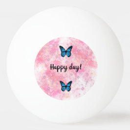 Magical blue butterfly pink glitter art tischtennisball