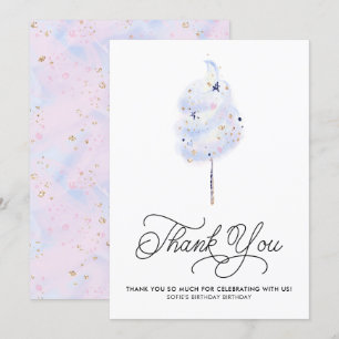 Magical Blue Cotton Candy und Glitzer Vielen Dank Einladung