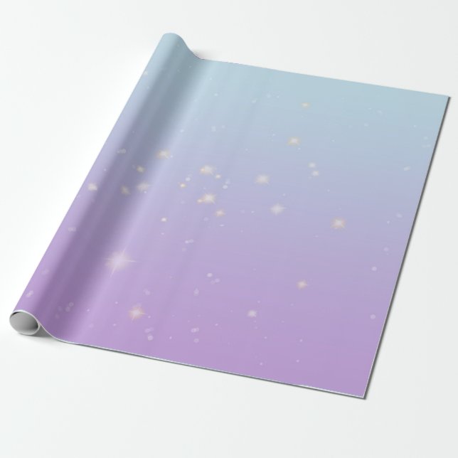Magical Blue Lilac Bokeh Ästhetik Gradient Ombre Geschenkpapier (Ungerollt)