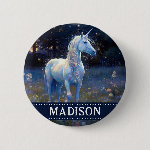 Magical Blue Unicorn Button mit Individuelle Name