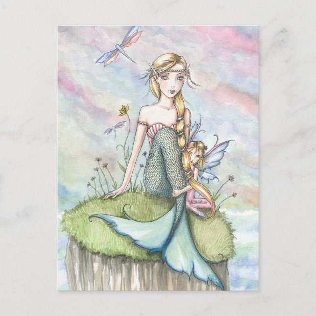 Magical Bluff Mermaid und Fairy Postcard Postkarte (Vorderseite)