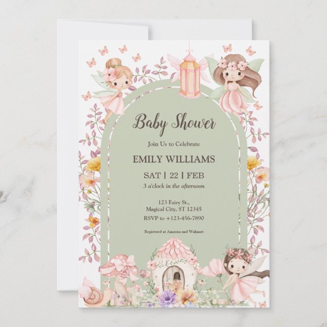 Magical Boho Arch Fairy Baby Shower Invitations Einladung (Vorderseite)