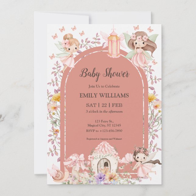 Magical Boho Fairy Garden Baby Shower Invitatio Einladung (Vorderseite)