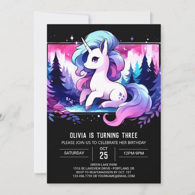 Magical Boho Horse Birthday Einladung (Vorderseite)