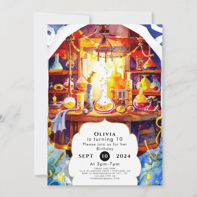 Magical Boho Labrador Scientist Birthday Einladung (Vorderseite)