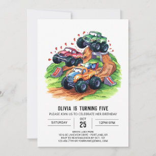 Magical Boho Monster Truck Birthday Einladung