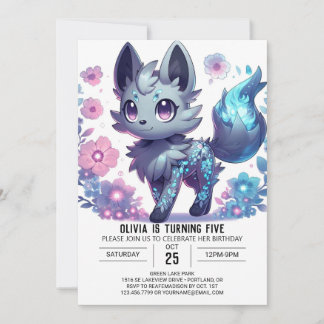 Magical Boho Wolf Digital Geburtstag Einladung