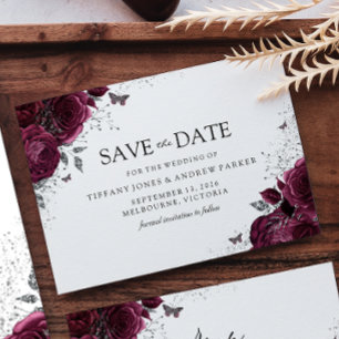 Magical Burgundy Maroon Rose Blumenhochzeit Save The Date